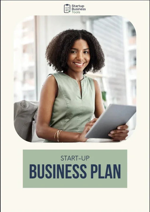 Editable Canva business plan template for entrepreneurs with sections for strategy financial planning and market research.