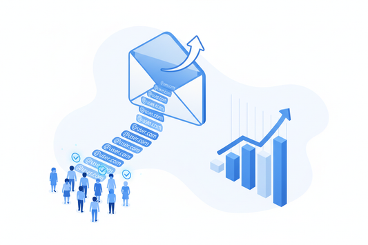 Email list graphic showing how entrepreneurs connect with their audience and increase sales through email marketing